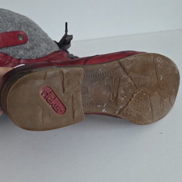 RIEKER | Remonte Ankle red Leather Boots Sz 39 - Picture 8 of 8